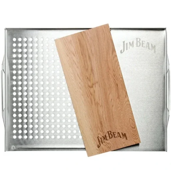 Jim Beam Stainless Steel Grill Topper With Cedar Plank NWT - Picture 3 of 4